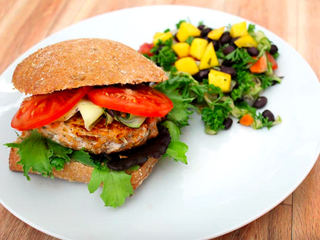 Salmon Burger with Quick Side Salad