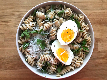Lemon-Parsley Pasta with a Soft-Boiled Egg
