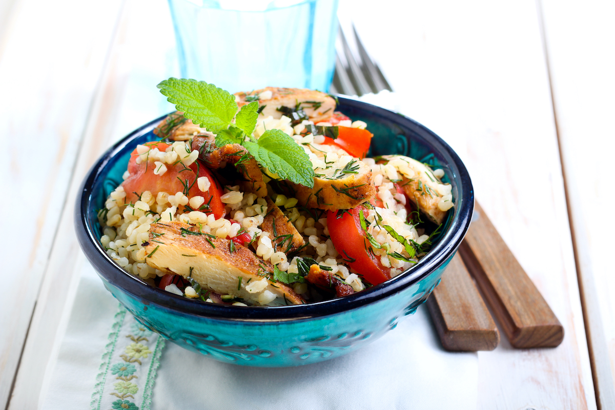 Chicken tabbouleh pasta bowl