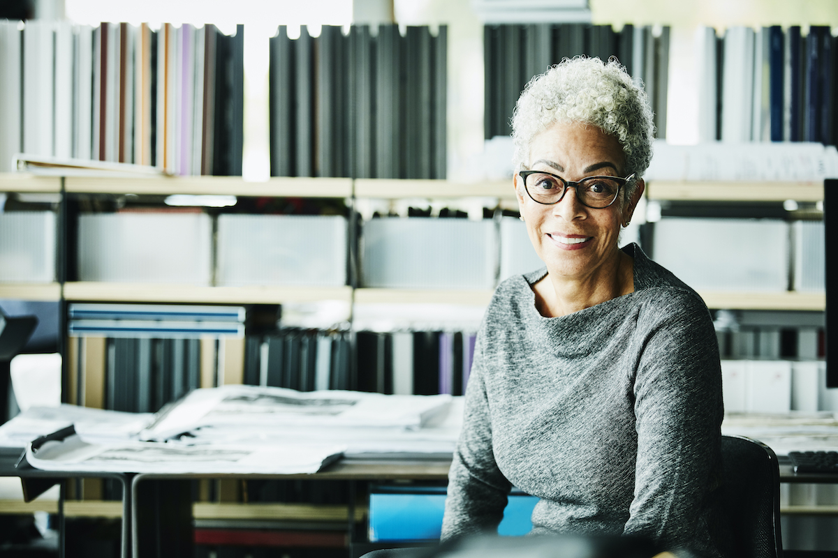 Senior woman in a home office