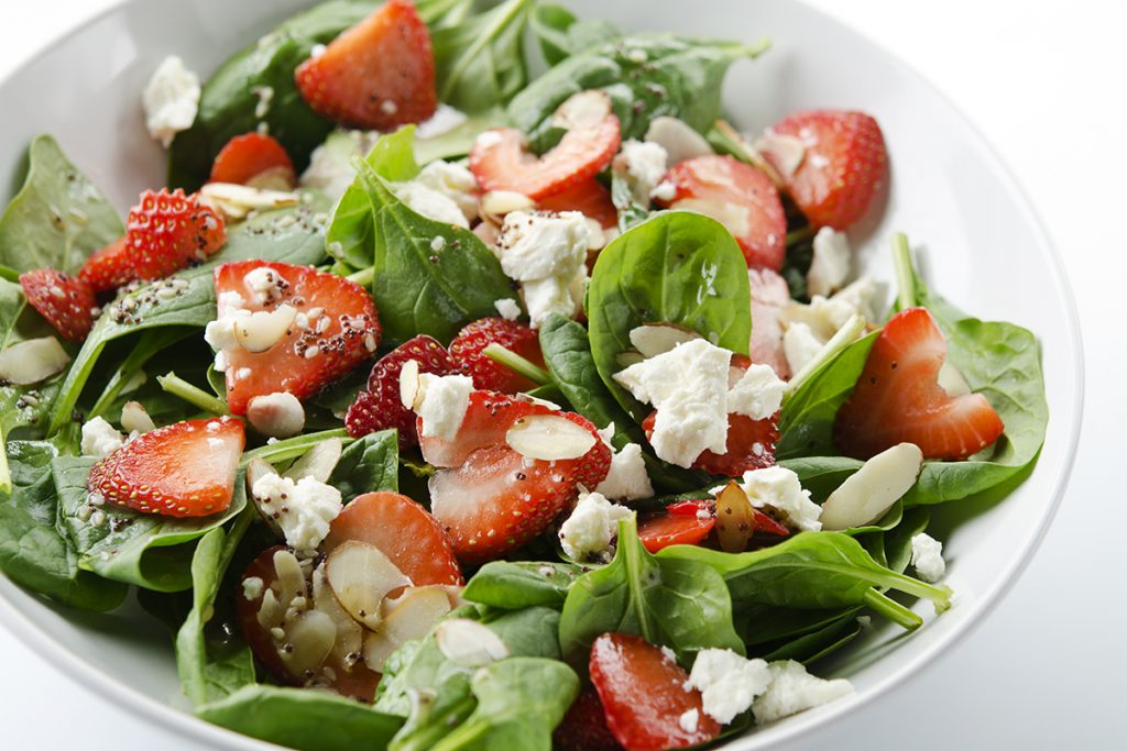 green salad with strawberries