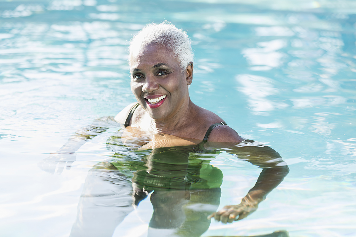 Senior African-American woman in a swimming pool