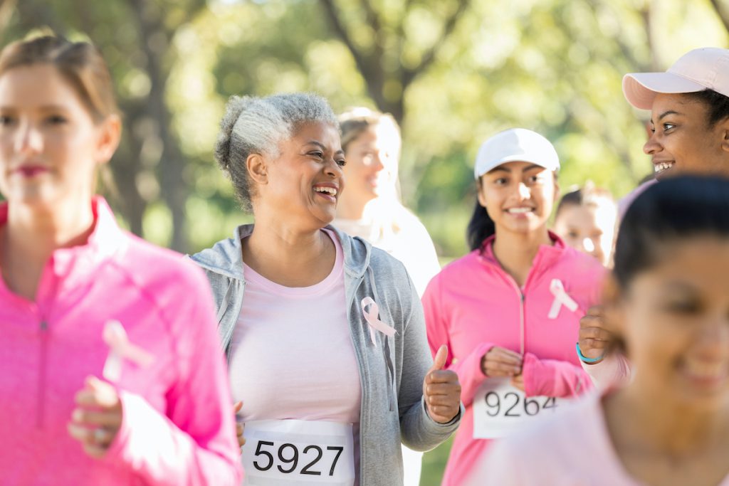 Senior woman on a charity walk