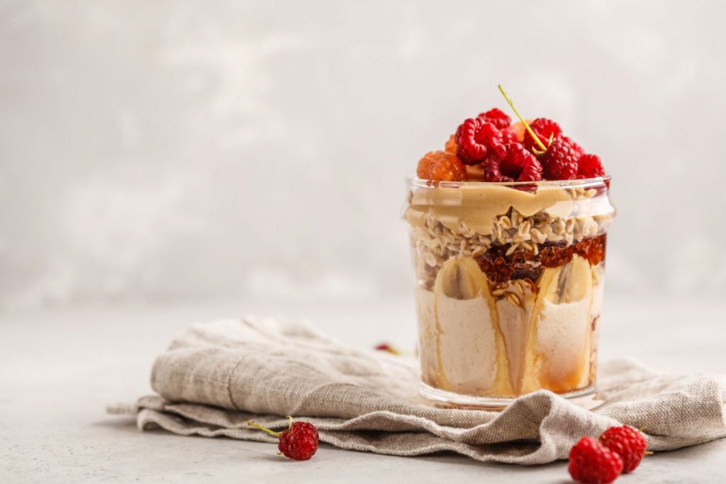 Peanut butter and jelly overnight oats
