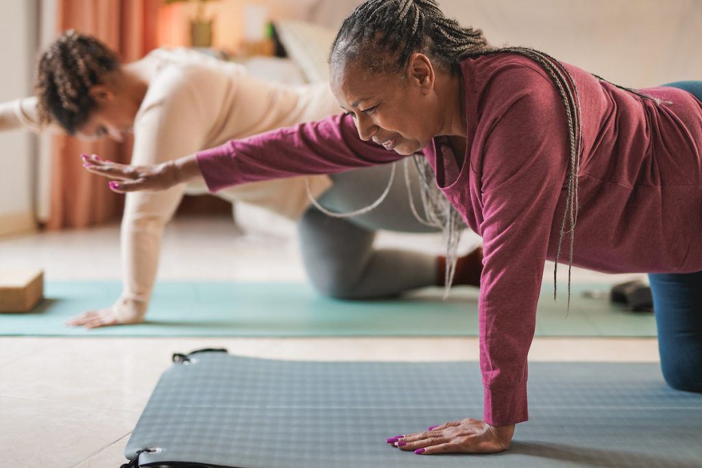 senior woman exercising for a story on core strength benefits