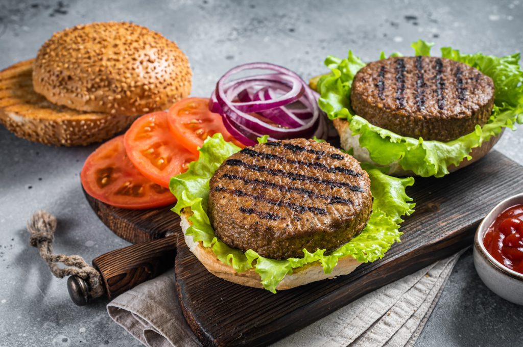 plant based meatless burgers for a story on plant based meats